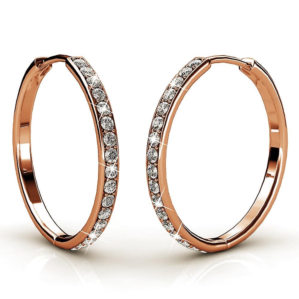 Boxed 2-Pairs Encrusted Hoop Earrings Set Embellished with Swarovski crystals - Brilliant Co