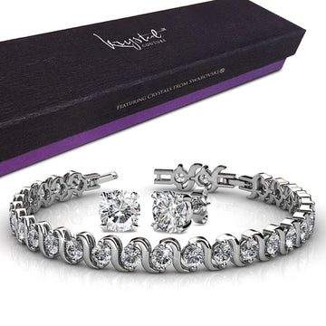 Boxed Venice Bracelet And Earrings Set White Gold Embellished with Swarovski crystals - Brilliant Co