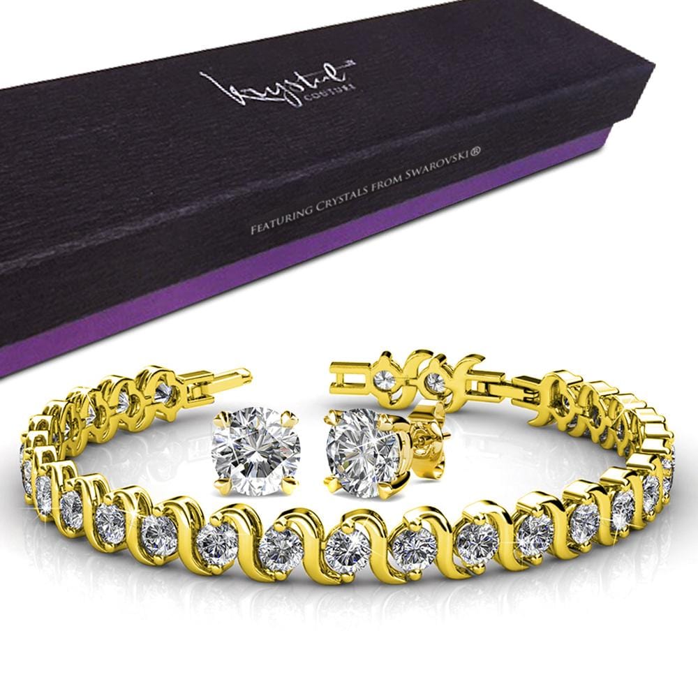 Boxed Venice Bracelet And Earrings Set Gold Embellished with Swarovski® crystals - Brilliant Co