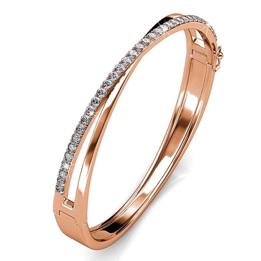 Boxed Perfection Bangle And Earrings Set Rose Gold Embellished with Swarovski® crystals