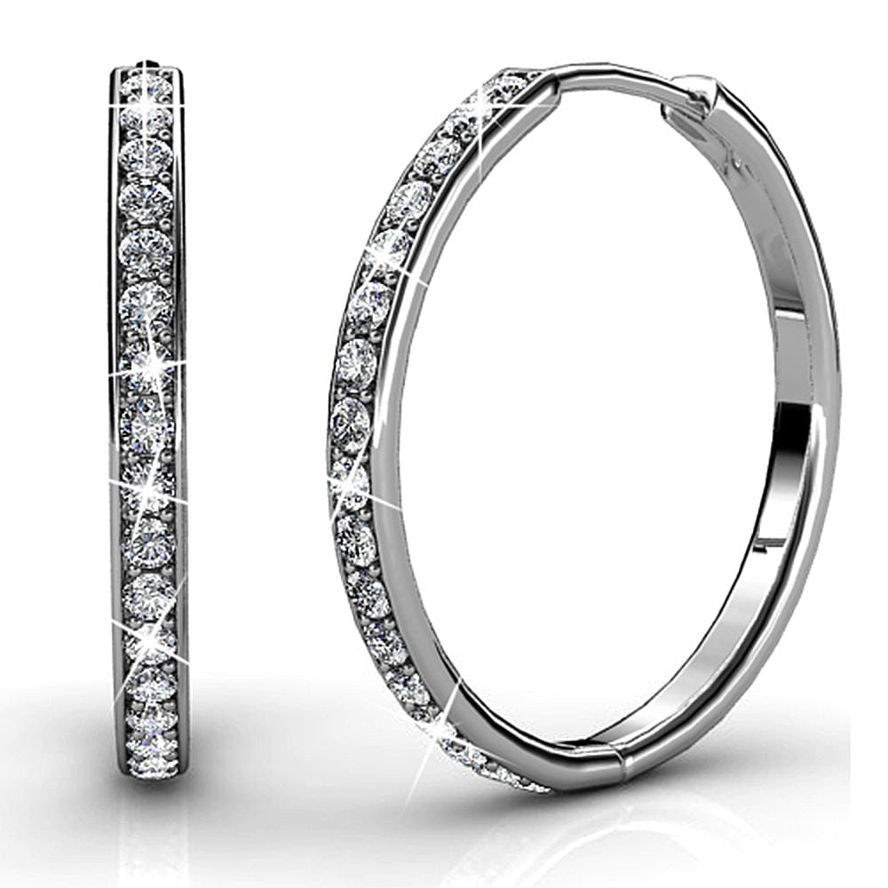 Boxed Perfection Bangle And Earrings Set White Gold Embellished with Swarovski® Crystals