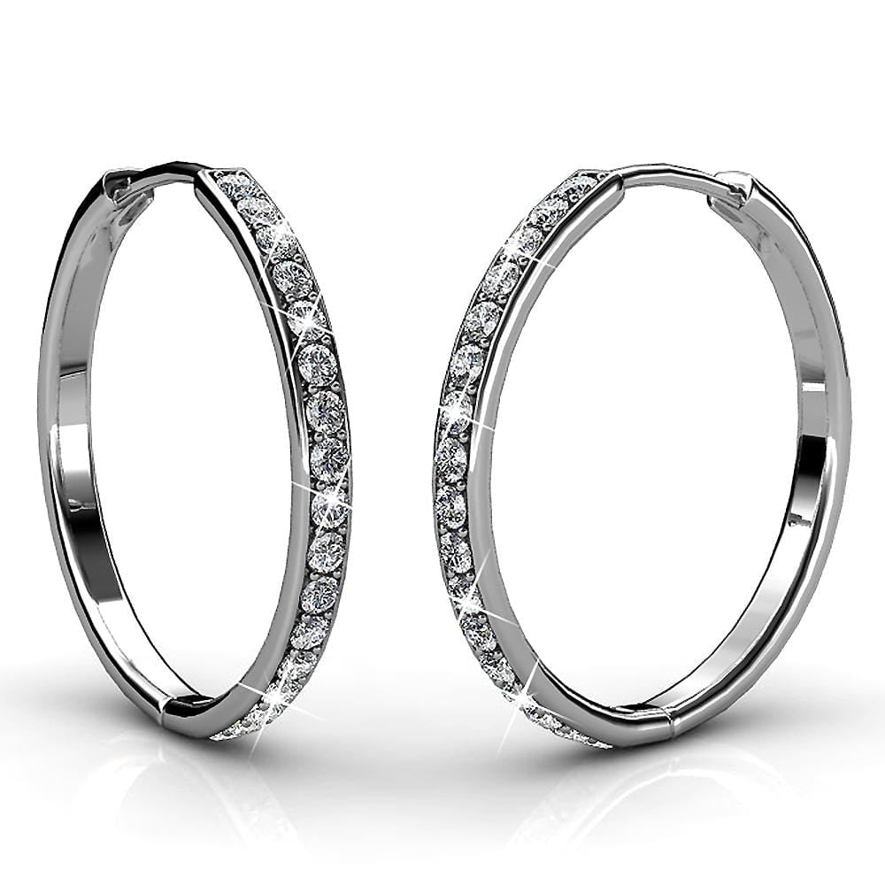 Boxed Perfection Bangle And Earrings Set White Gold Embellished with Swarovski® Crystals