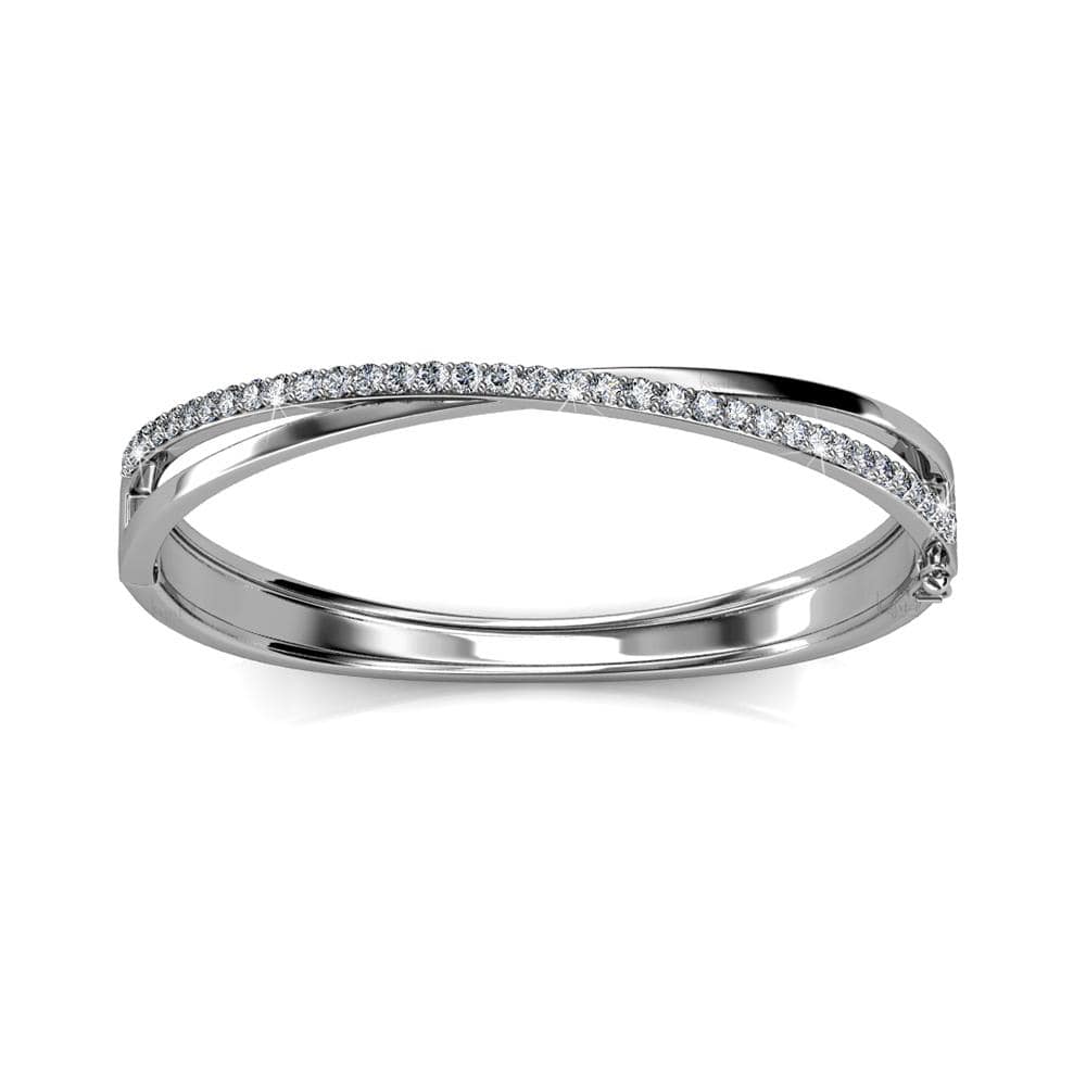Boxed Perfection Bangle And Earrings Set White Gold Embellished with Swarovski® Crystals