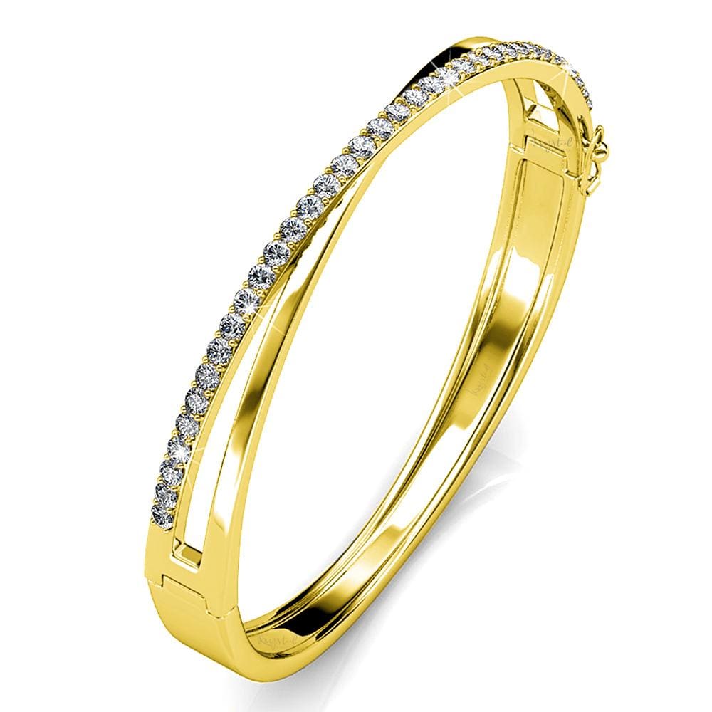 Boxed Perfection Bangle And Earrings Set Gold Embellished with Swarovski® Crystals