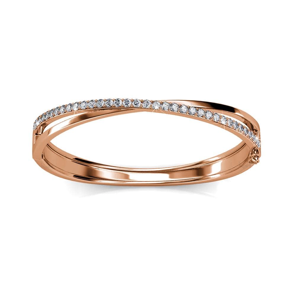 Boxed Lady Bangle And Earrings Set Rose Gold Embellished with Swarovski® crystals