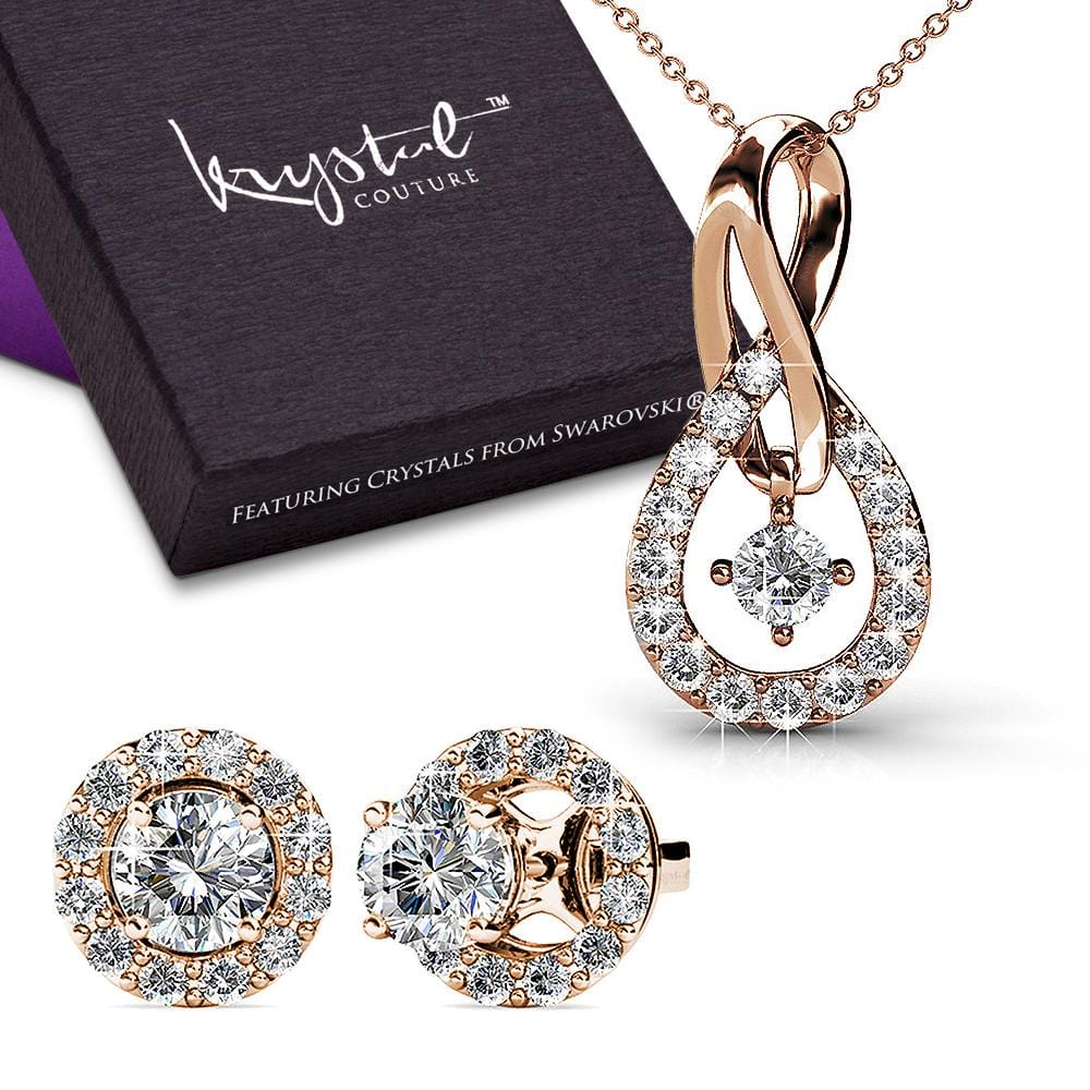 Boxed Monarch Necklace And Earrings Embellished with Swarovski crystals - Brilliant Co