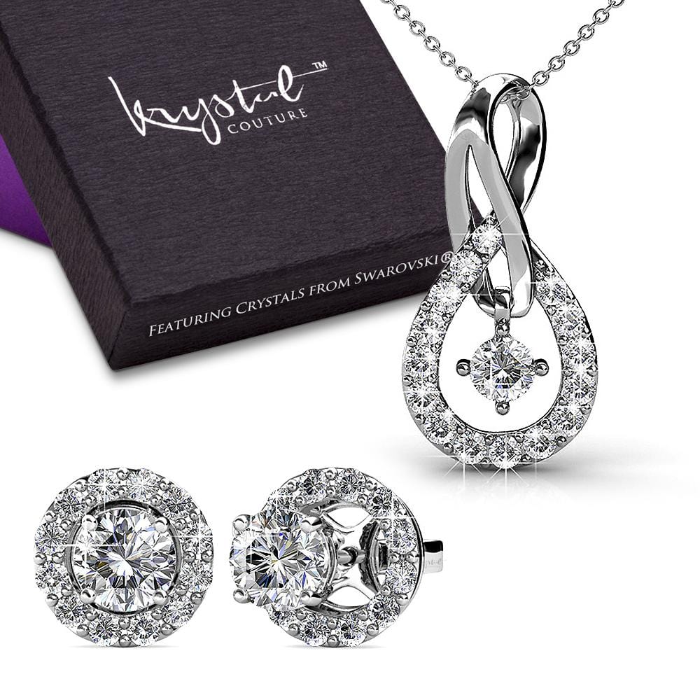 Boxed Monarch Necklace And Earrings Embellished with Swarovski crystals - Brilliant Co
