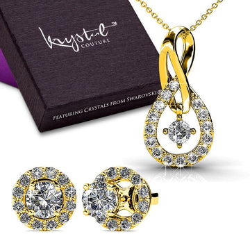 Boxed Monarch Necklace And Earrings Embellished with Swarovski crystals - Brilliant Co