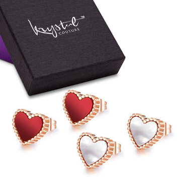 Boxed 2 Pairs Heart Silhouette Stud Earrings Set