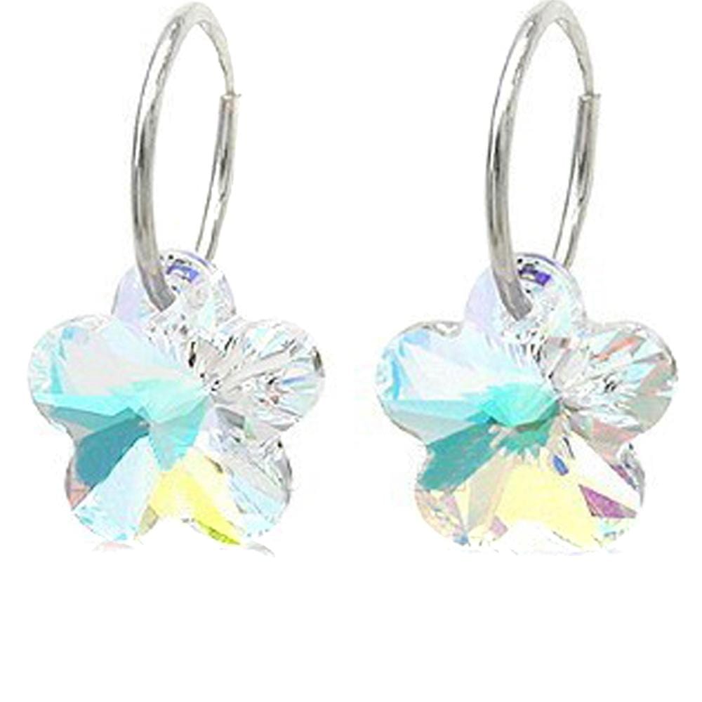 Boxed Solid 925 Sterling Silver 2pr Sleepers Earrings Set Embellished with Swarovski  crystals