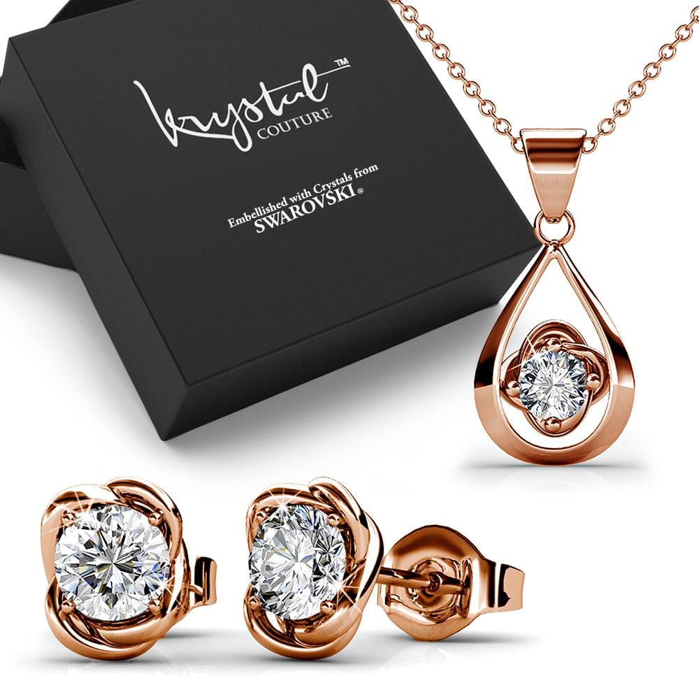 Boxed Center Piece Necklace and Sweet Delight Earrings Set Embellished with Swarovski® crystals - Brilliant Co