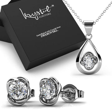 Boxed Center Piece Necklace and Sweet Delight Earrings Set Embellished with Swarovski crystals - Brilliant Co