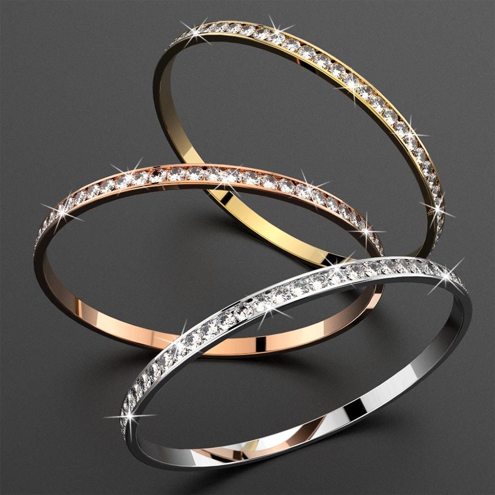 Boxed 3pc 360 Classic Bangle Set Embellished with Swarovski® Crystals