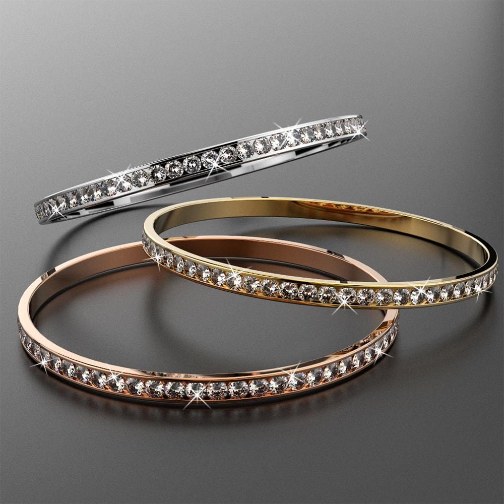 Boxed 3pc 360 Classic Bangle Set Embellished with Swarovski® Crystals