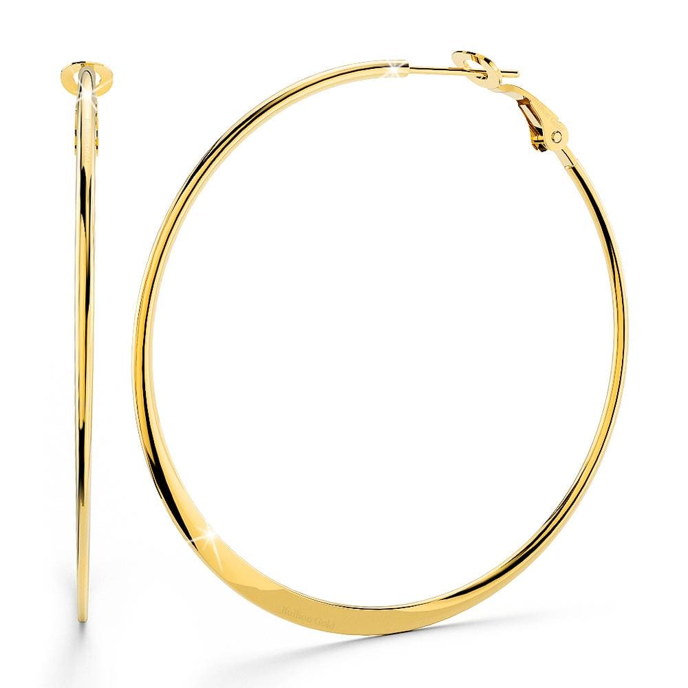 Boxed 3pr Semi Flattened Hoop Earrings Set 50mm - Brilliant Co