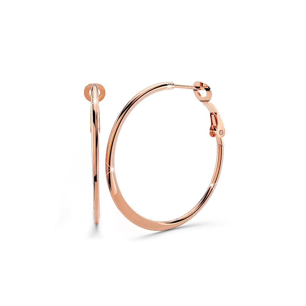 Boxed 3pr Semi Flattened Rose Gold Hoop Earrings Set - Brilliant Co
