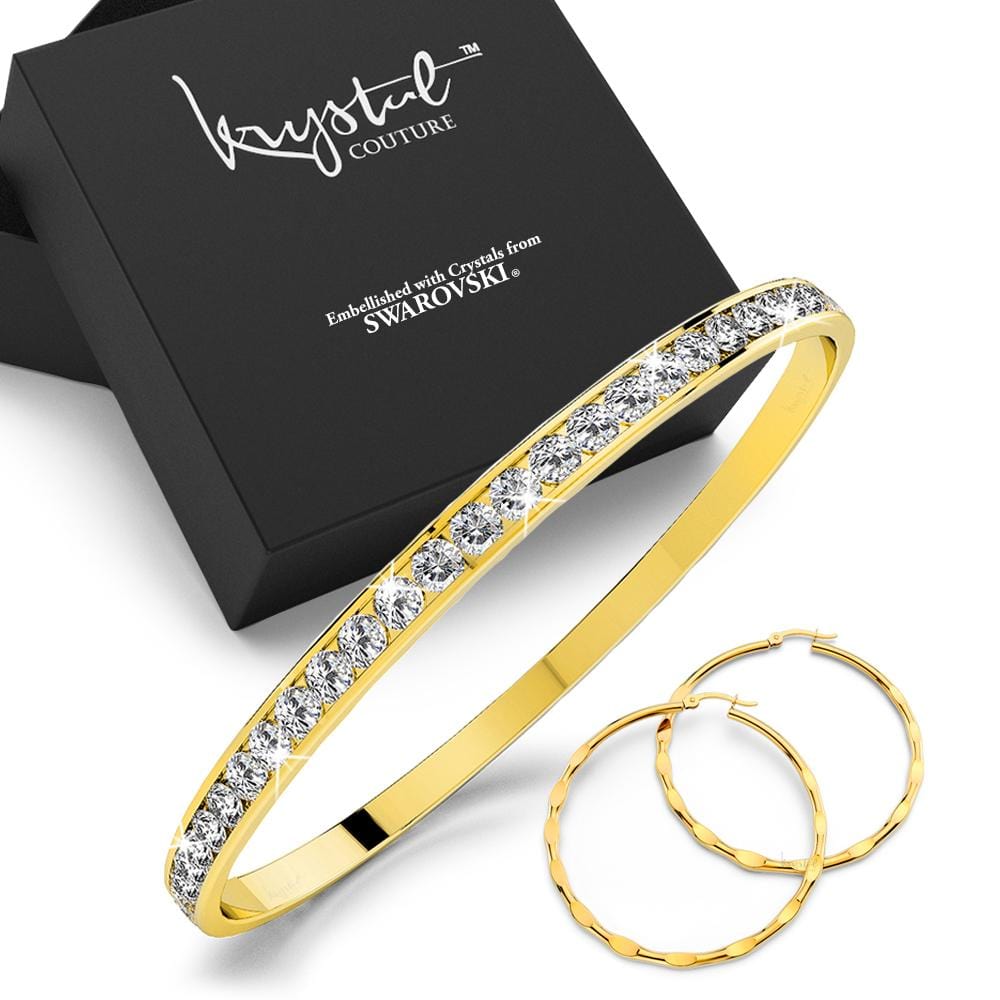 Boxed Classic Bangle and Hoops Set Embellished with Swarovski® Crystals