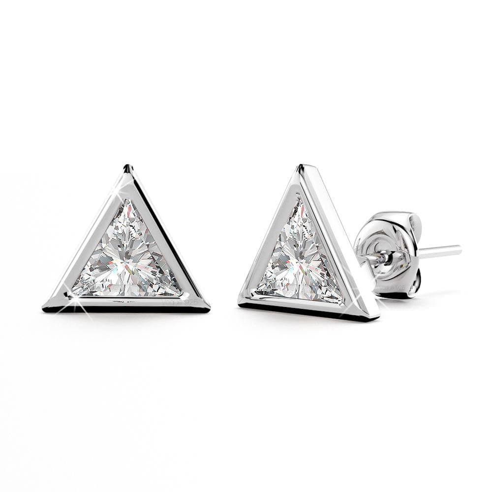Boxed 2pc Solid 925 Sterling Silver Simulated Diamond Earrings Set - Brilliant Co