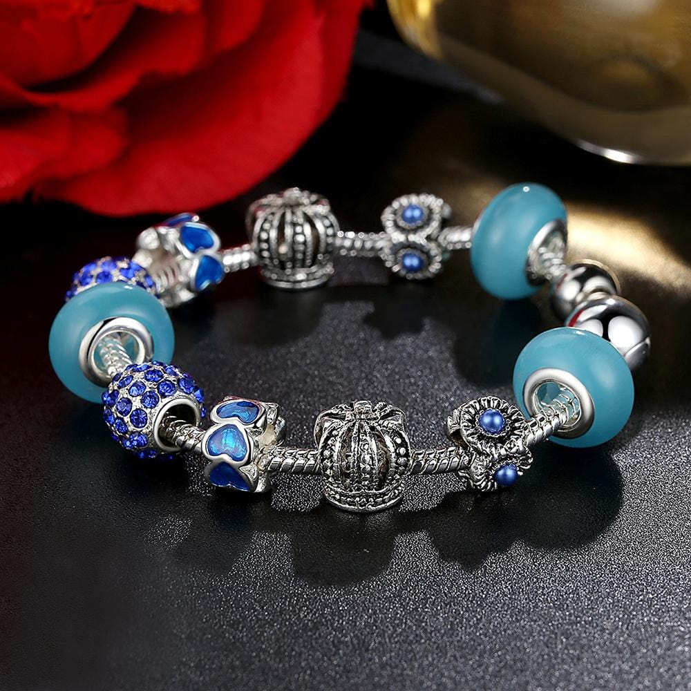 Boxed Pandora Inspired Full Set Beaded Charm Bracelet