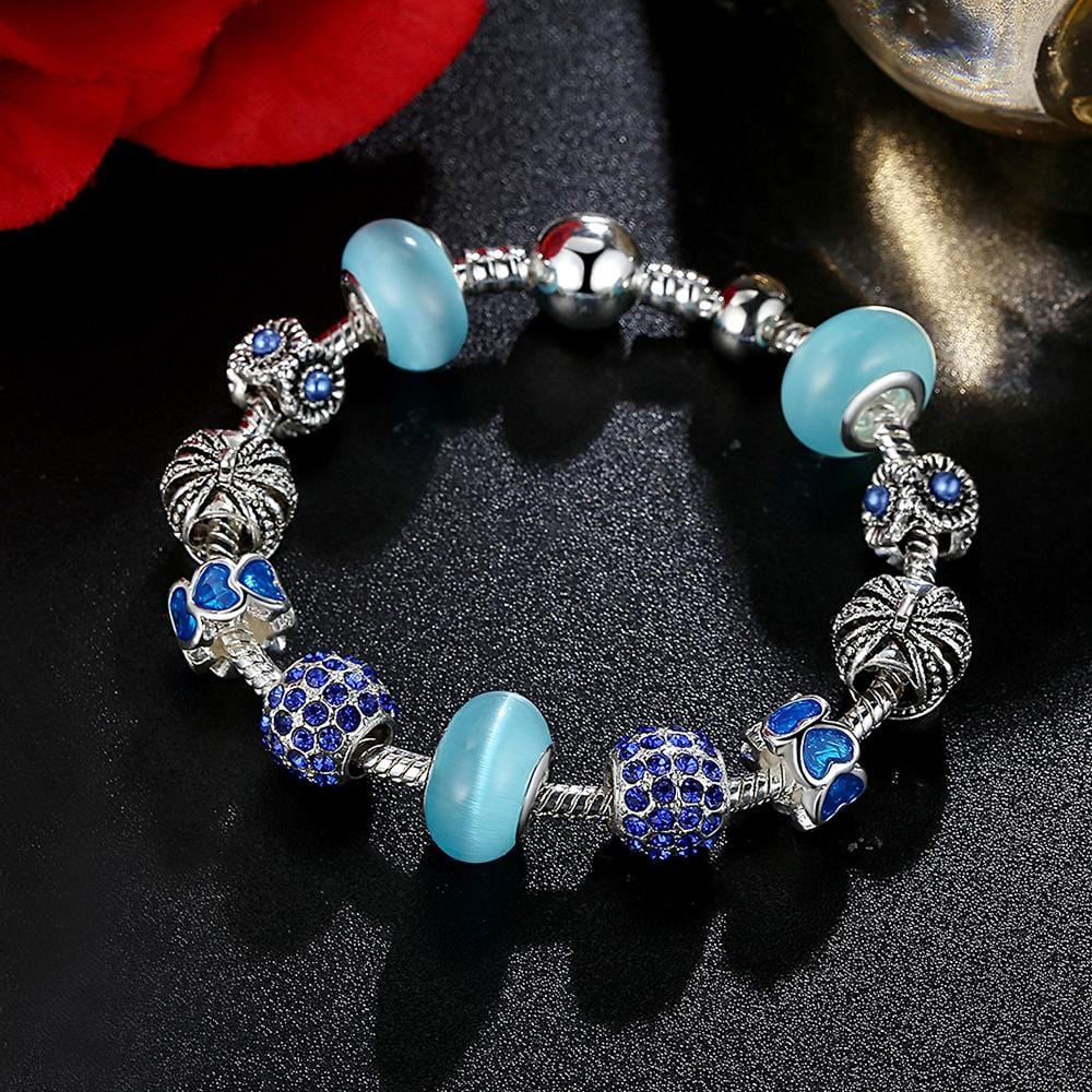 Boxed Pandora Inspired Full Set Beaded Charm Bracelet