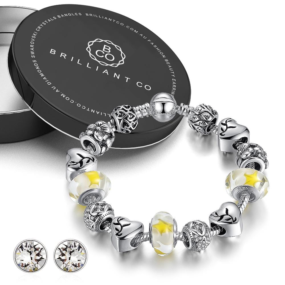 Boxed Pandora Inspired Full Set Beaded Charm Bracelet