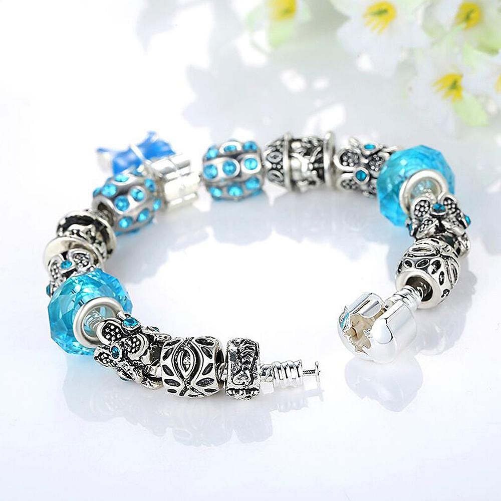 Boxed Pandora Inspired Full Set Beaded Charm Bracelet