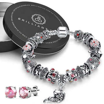 Boxed Pandora Inspired Full Set Beaded Charm Bracelet