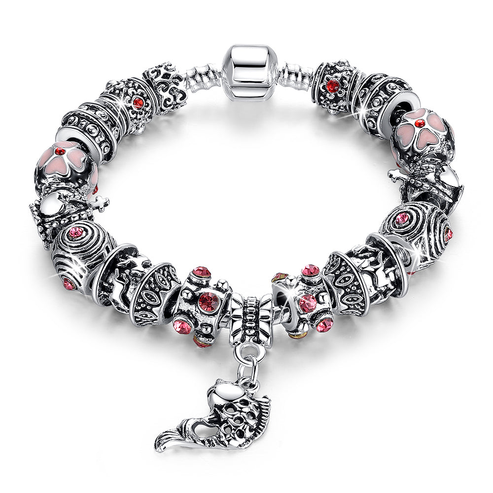 Boxed Pandora Inspired Full Set Beaded Charm Bracelet