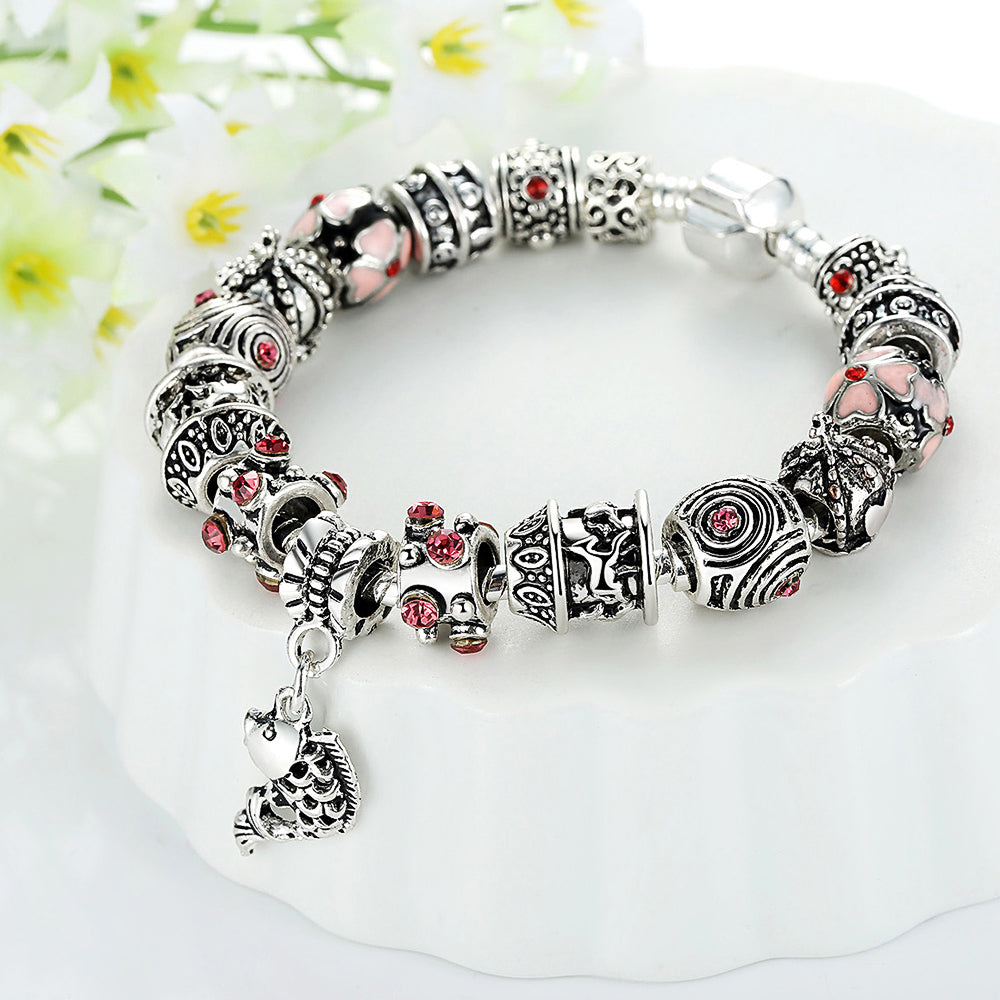 Boxed Pandora Inspired Full Set Beaded Charm Bracelet