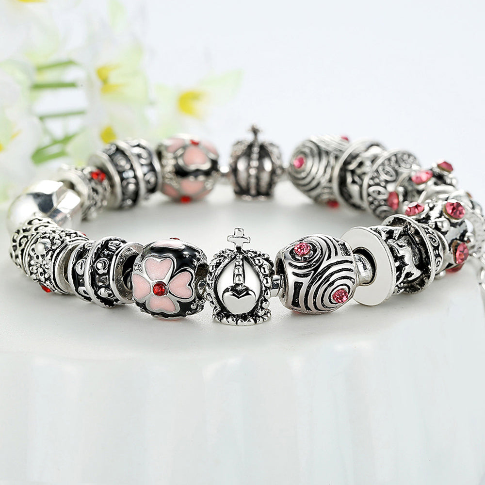Boxed Pandora Inspired Full Set Beaded Charm Bracelet