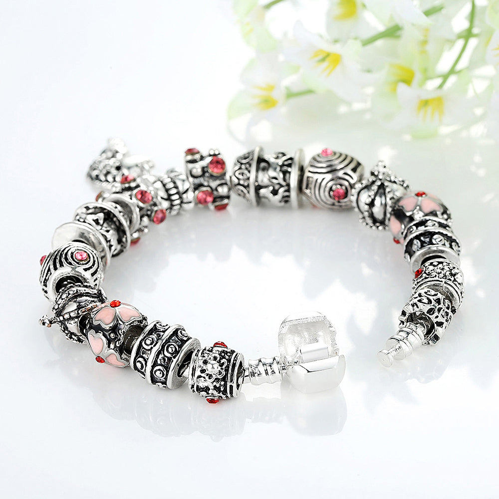 Boxed Pandora Inspired Full Set Beaded Charm Bracelet