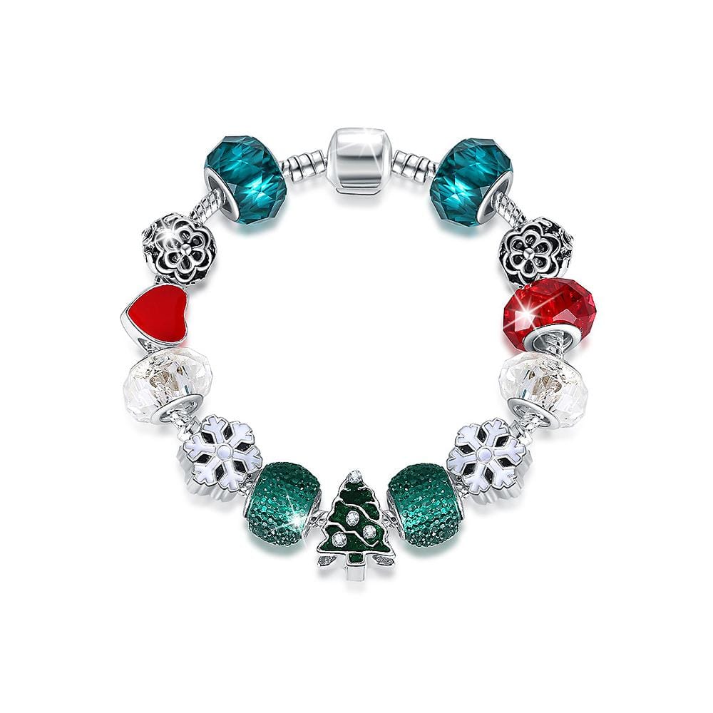 Boxed Set of Pandora Inspired Bead Charm Bracelet and Exquisite Swarovski® Crystal Encrusted Earrings - Brilliant Co