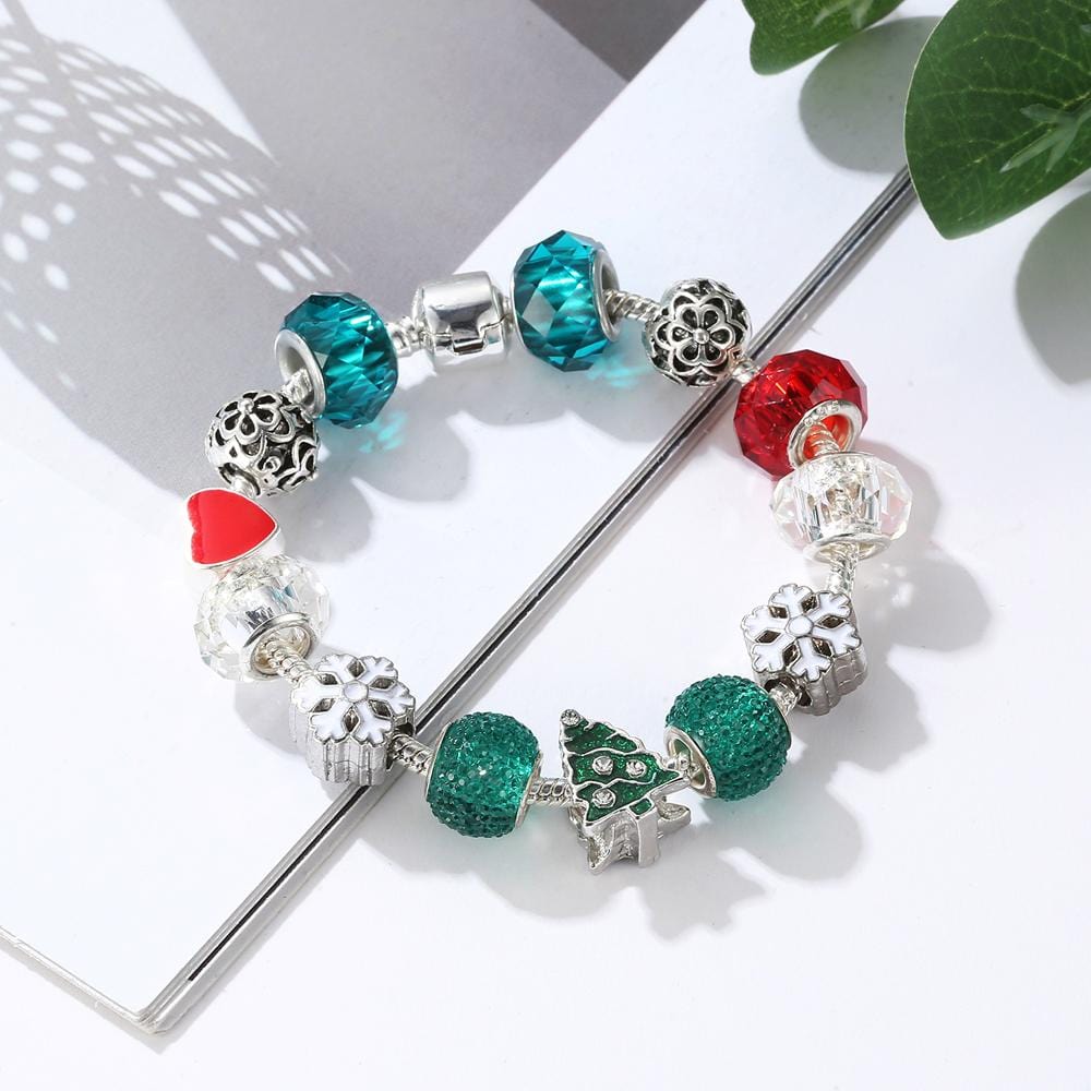 Boxed Set of Pandora Inspired Bead Charm Bracelet and Exquisite Swarovski® Crystal Encrusted Earrings - Brilliant Co