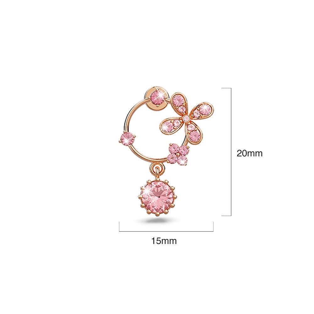 Boxed Set of Pandora Inspired Bead Charm Bracelet and Cecily Pink Floral Drop Swarovski® Crystal Encrusted Earrings Set - Brilliant Co