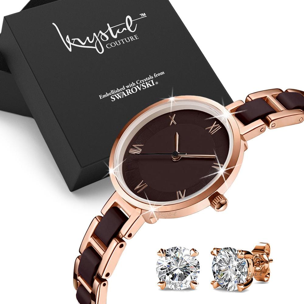 Gift Set Women's Geometic Mineral Glass Watch - Brilliant Co