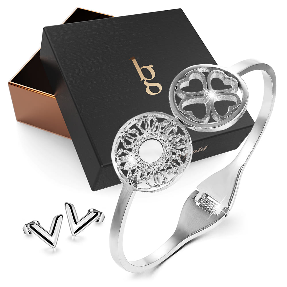 Boxed 2pc White Gold Layered Jewellery Gift Set