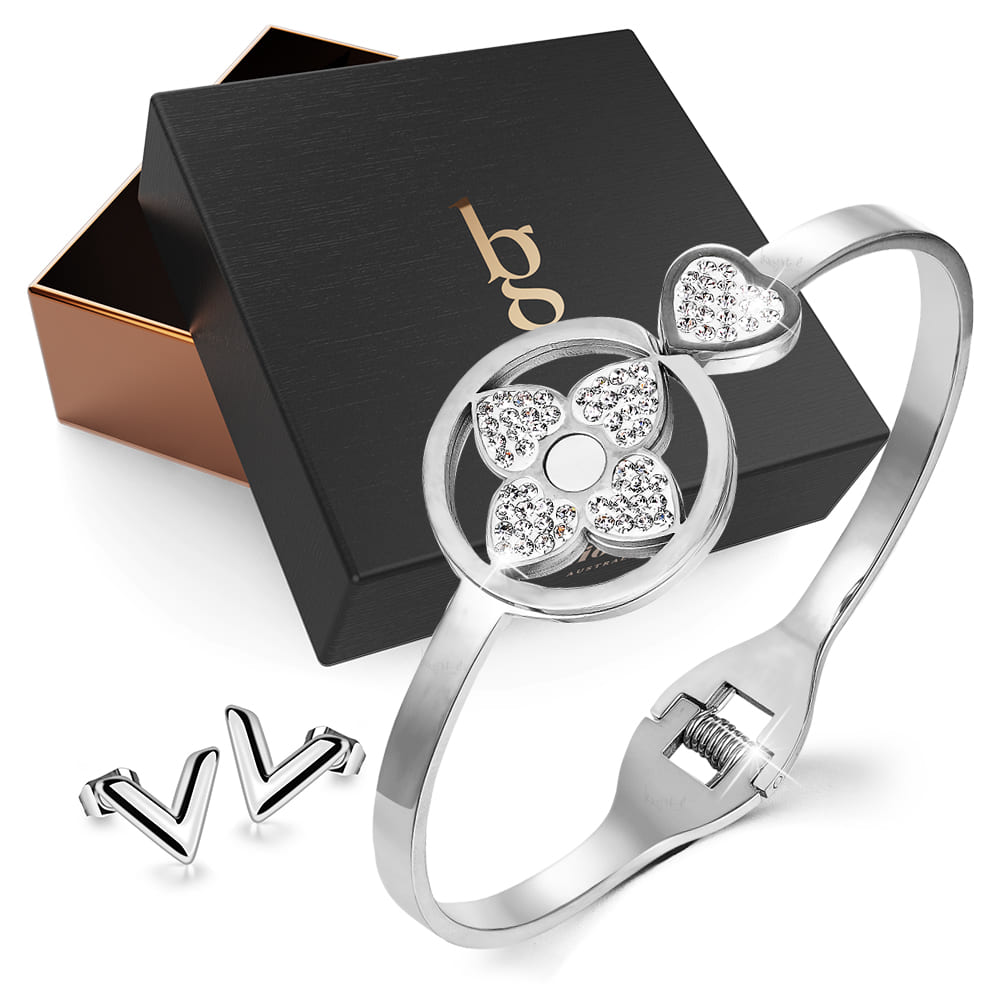 Boxed 2pc White Gold Layered Jewellery Gift Set