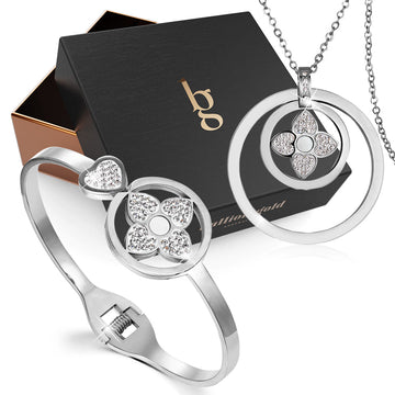 Boxed 2pc White Gold Layered Jewellery Gift Set