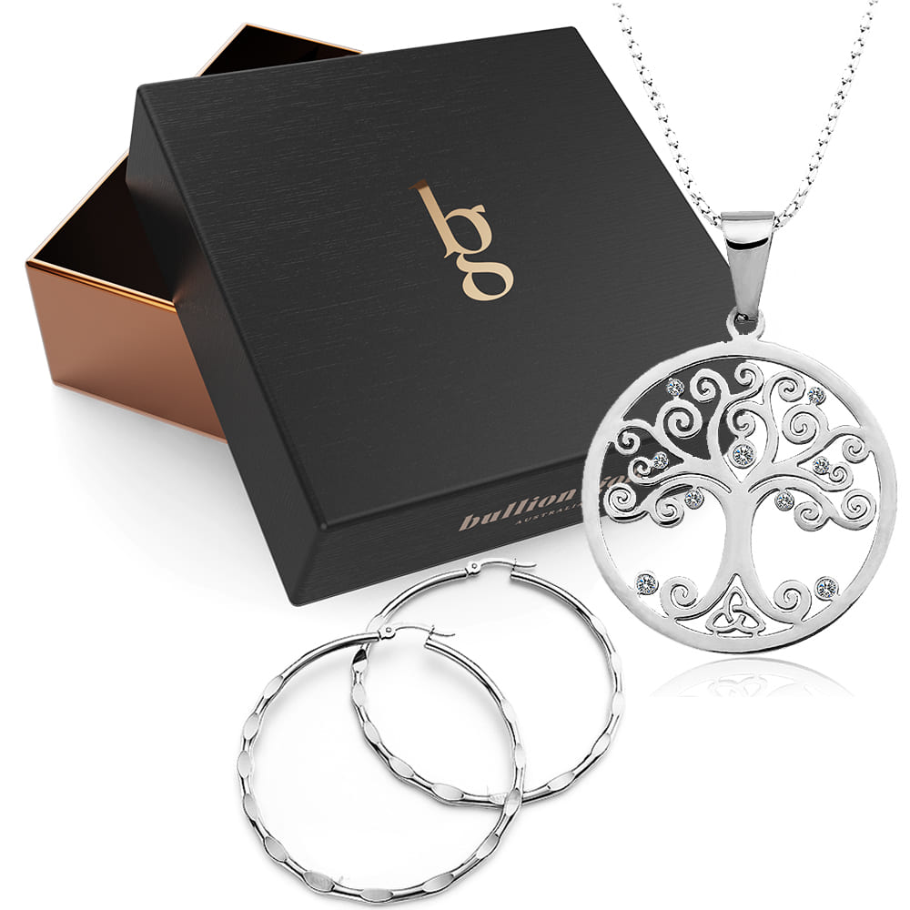 Boxed 2pc White Gold Layered Jewellery Gift Set