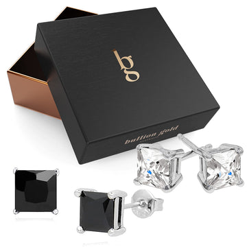 Boxed 2pc Gift Set Princess Cut Simulated Diamond Earrings