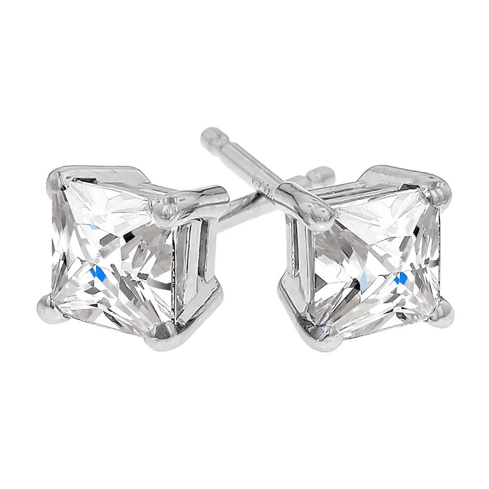 Boxed 2pc Gift Set Princess Cut Simulated Diamond Earrings