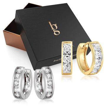 Boxed 2pc Gift Set Simulated Diamond Huggies Earrings