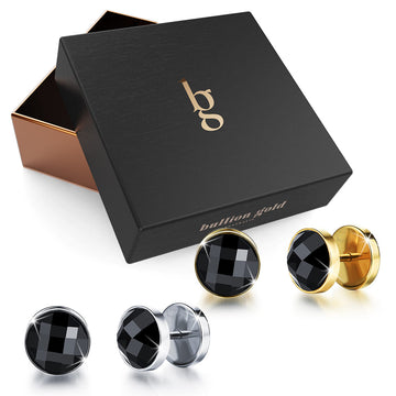 Boxed Onyx Button Earrings Set