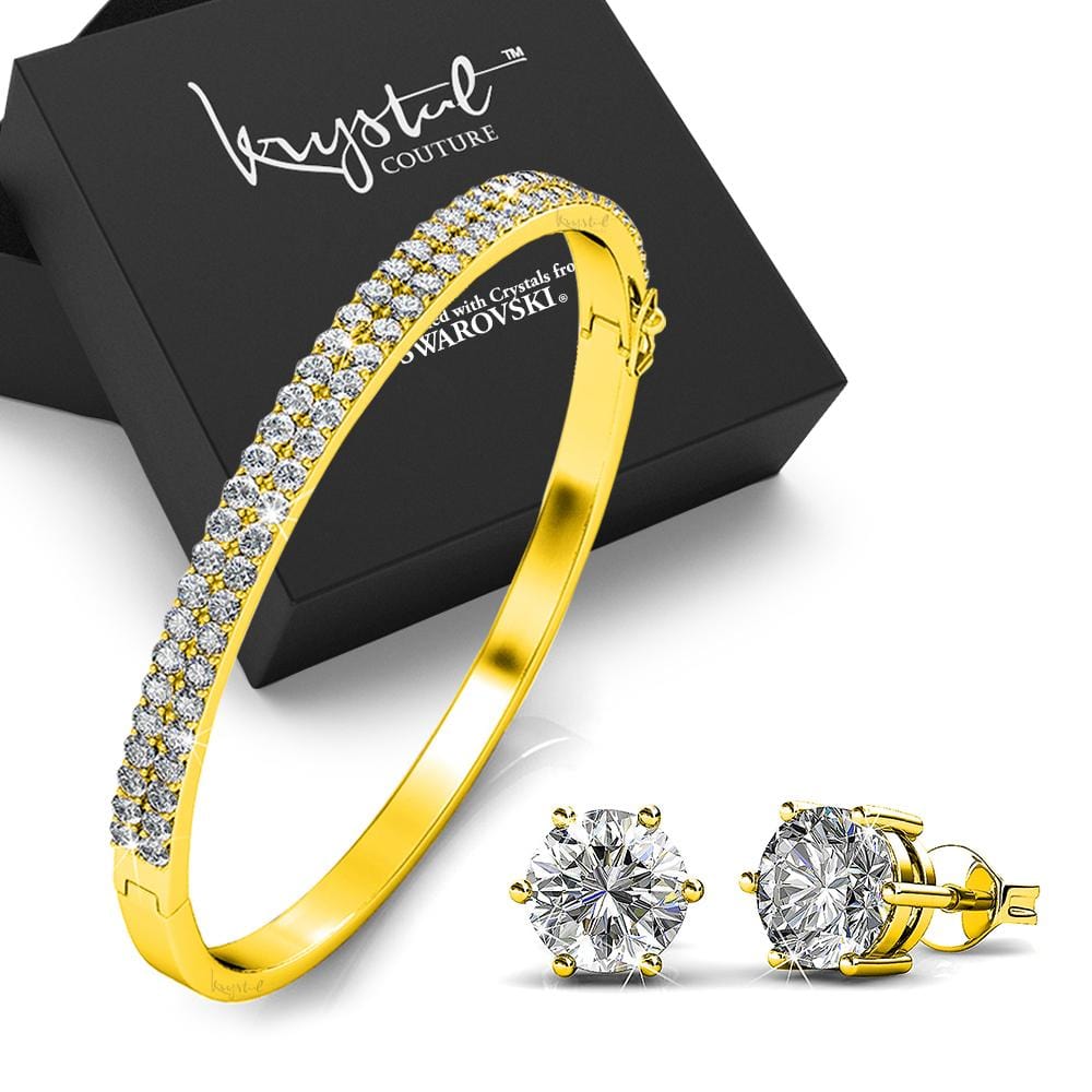 Boxed Dyanz Bangle and Earrings Set Embellished with Swarovski® Crystals