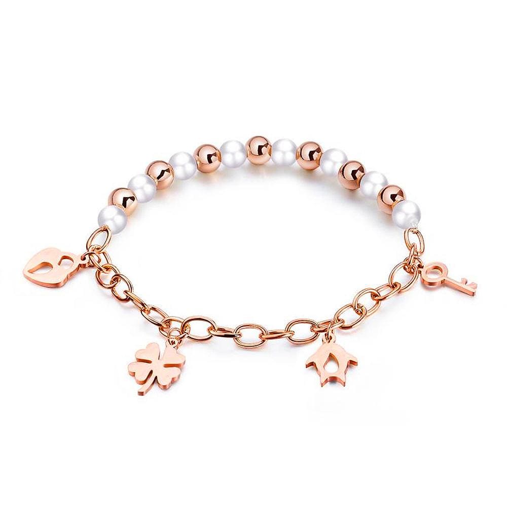 Boxed 18ct Rose Gold Charm Bracelet and Butterfly Earrings Set - Brilliant Co