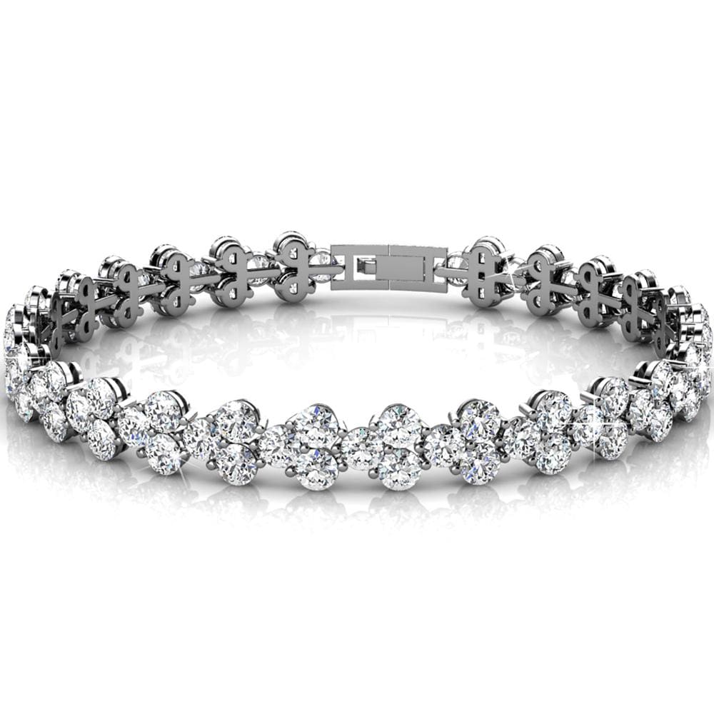 Boxed 18K White Gold Bracelet and Earrings Set Embellished with Swarovski crystals - Brilliant Co