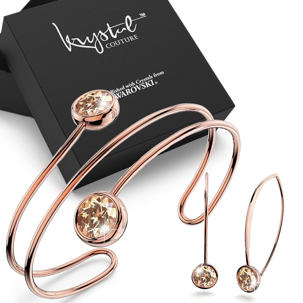 Boxed Classic Bangle and Earrings Set Embellished with Swarovski® Crystals