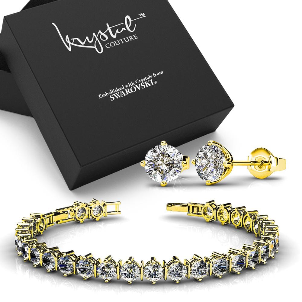 Boxed Bracelet and Earrings Set Embellished with Swarovski crystals - Brilliant Co