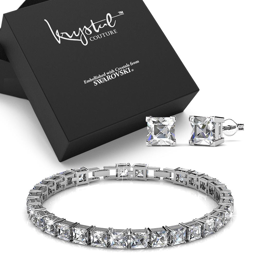 Boxed Bracelet and Earrings Set Embellished with Swarovski® crystals - Brilliant Co