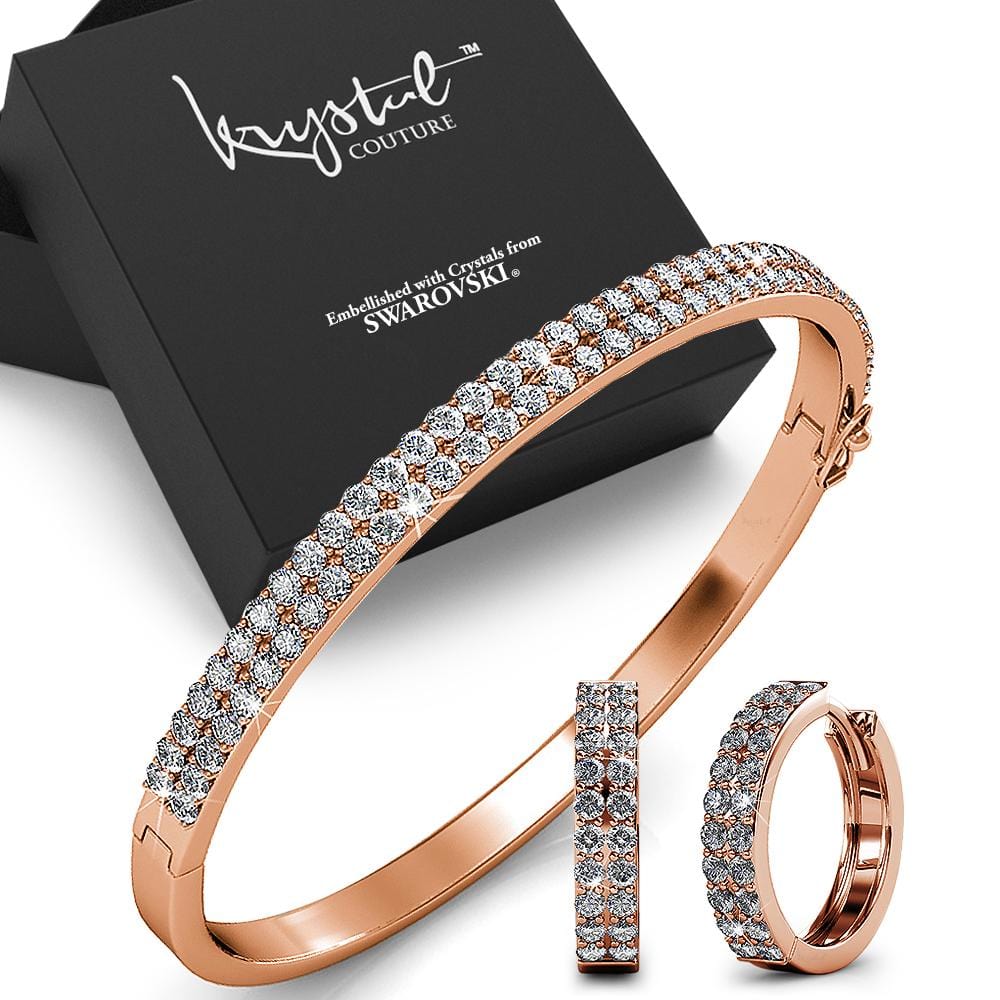 Boxed Bangle and Earrings Set Embellished with Swarovski® Crystals